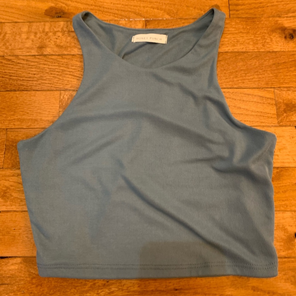 Honey Punch Cropped Blue Tank like new great material